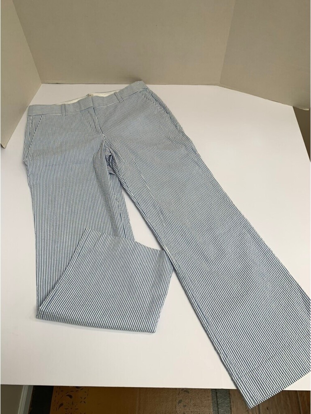 J Crew Blue and White Striped Seersucker Pants Women's Size 6
